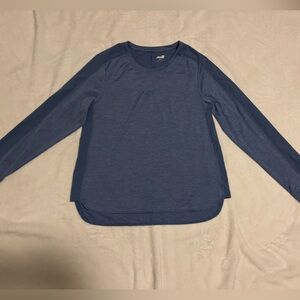 Avia Blue Long Sleeve Tee Classic Crew Neck